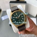 Replica IWC Pilot's Watch Mark XVIII Olive Green Dial Leather Strap